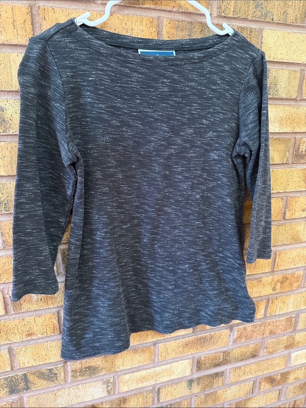 Karen Scott Heathered Dark Gray Long Sleeve Top